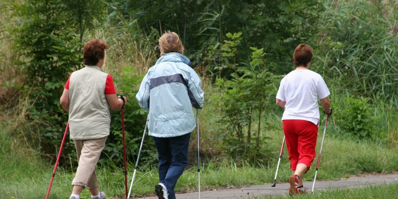 Gruppe beim Nordic Walking